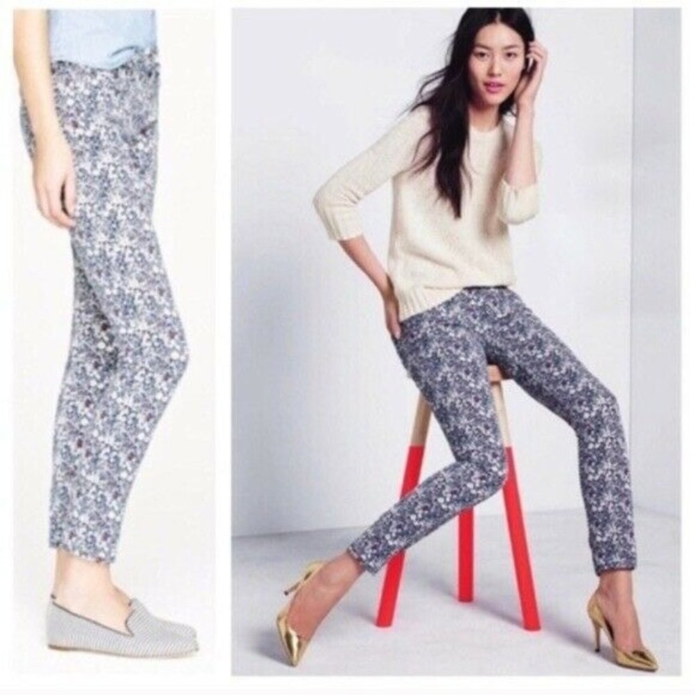 J Crew Liberty Toothpick Jeans in Junes Meadow Floral Denim Stretch Size 28